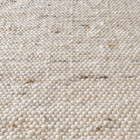 Wollteppich Gewalkt | Reine Schur-Wolle Handweb Teppich im Skandinavischen Design | Natur